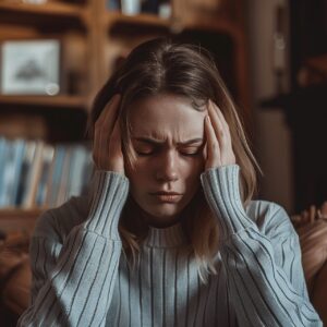 頭を抱える女性