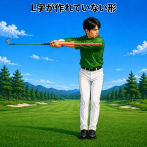 L字が作られていない状態（バックスイング）